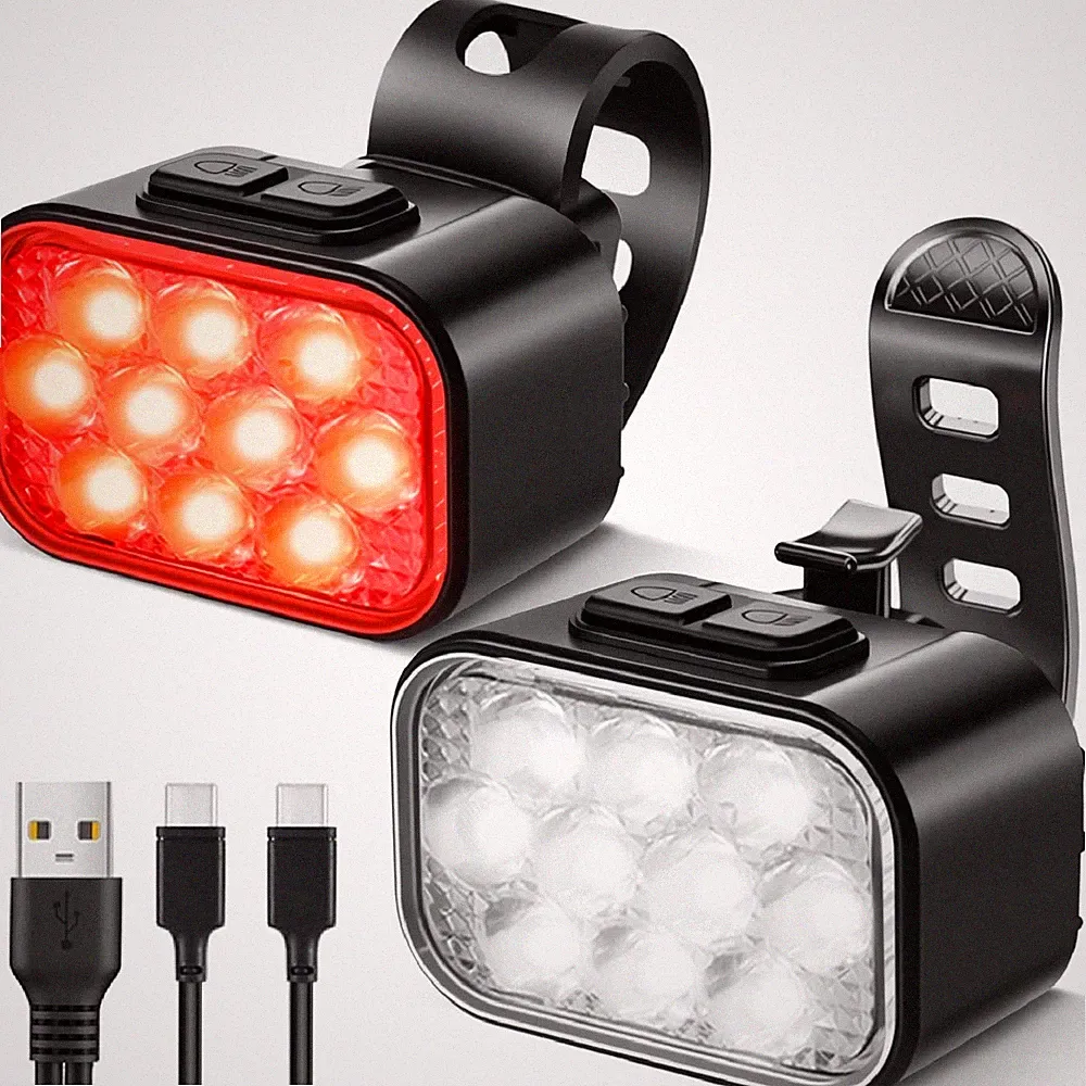 10 LED Bike Light, 8+9 Modes USB Rechargeable Bicycle Lite, High Lumens Super...