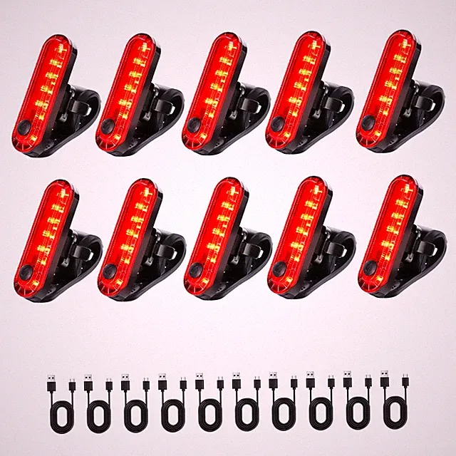 10 Pack USB Rechargeable Bike Tail Lights Super Bright Bicycle Rear Safety Li...