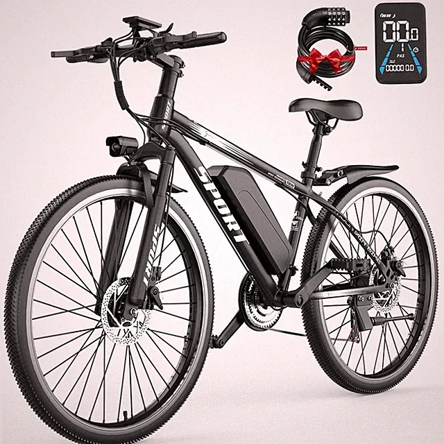 1000W Peak Electric Bike for Adults 26" Tire Mountain Bike 48V 10Ah E-Bike 22MPH