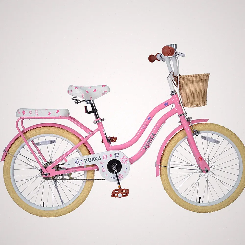 20" Girls Bike for 7-10 Years Pink Basket Single Speed Steel Frame Kids Bicycle