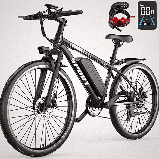 26" Electric Bike 1000W Peak 22MPH 48V 10Ah Mountain Commuting Ebike for Adults