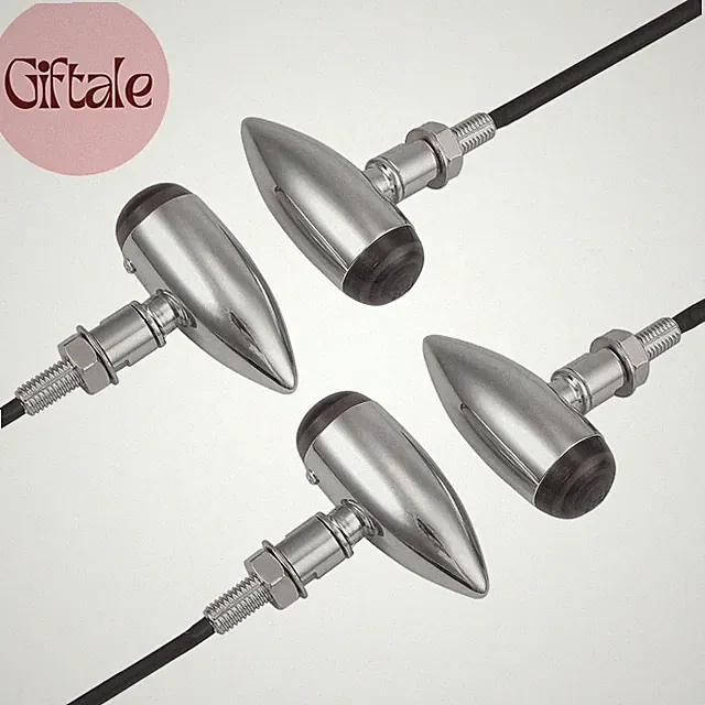 4PCS Motorcycle Amber Bullet-Shaped Indicators Motorbike Turn Signal Lights Blin