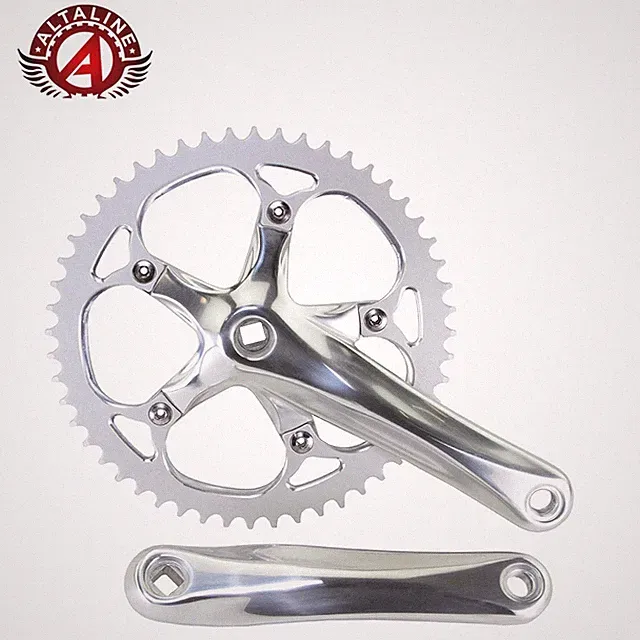 ALTALINE BICYCLE ALLOY 52 TEETH TRACK CRANKSET 175MM LONG MATT SILVER.