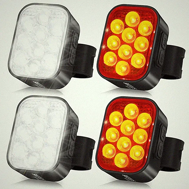 Bike Lights Front and Back for Night Riding, 10 LED Ultra Bright 8+9 Modes US...