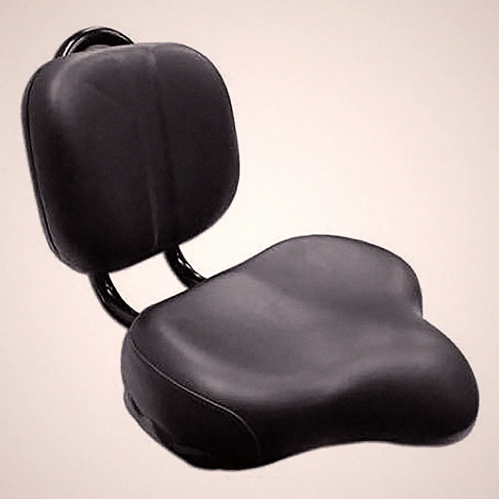 Bike Saddle Seat + Backrest Bicycle Extra Wide Comfort Leather Cushion Soft Pad