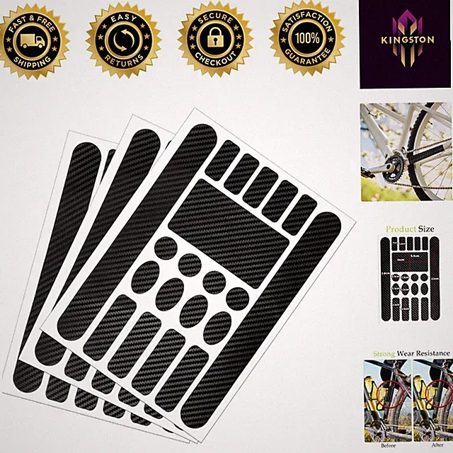 Durable 3 PCS Bike Frame Protective Stickers - Waterproof PVC Chainstay Covers