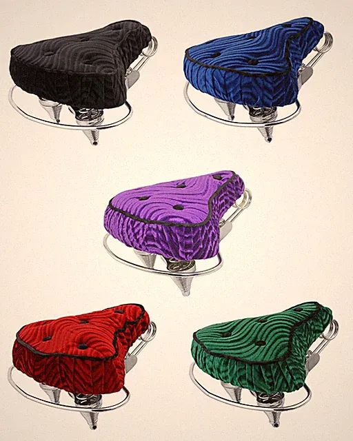 F&R Lowrider Beach Cruiser Velour Seat Bike Saddle Chopper Bike 5 Button Polo.