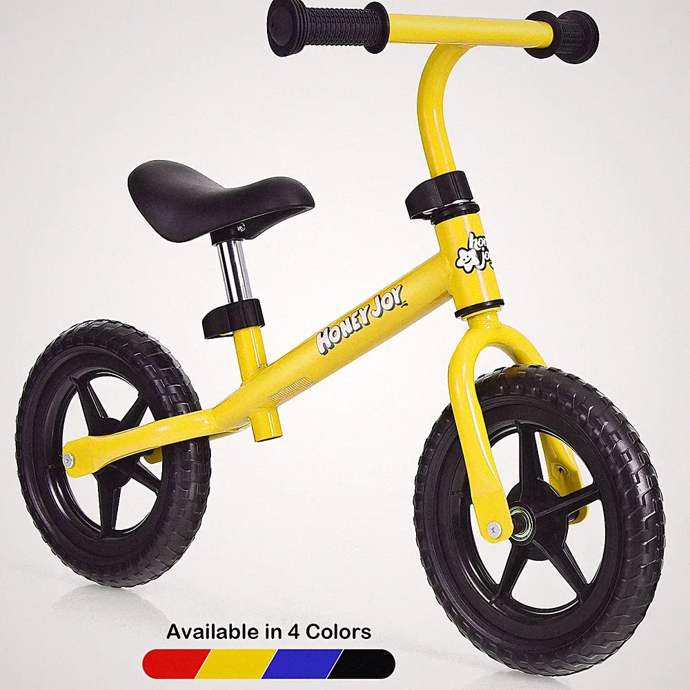 Kids Balance Bike No Pedal Training Bicycle w/Adjustable Handlebar & Seat Yellow