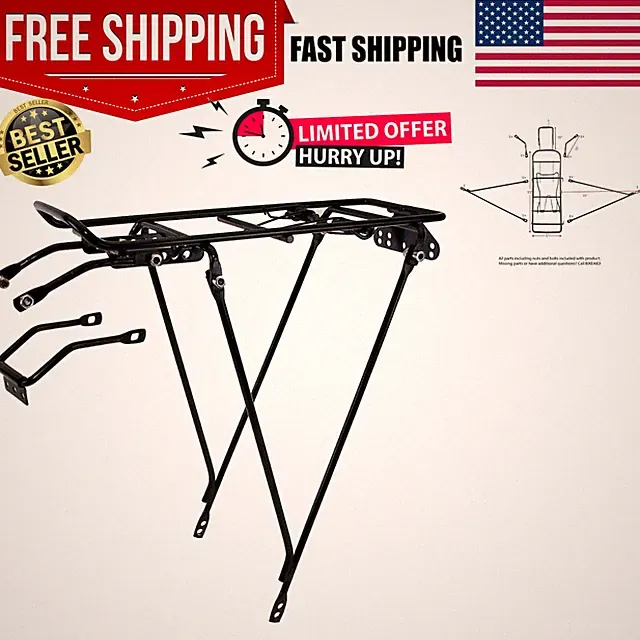 Lightweight Bicycle Rear Rack - Support Up to 22lbs, Perfect for Commuters