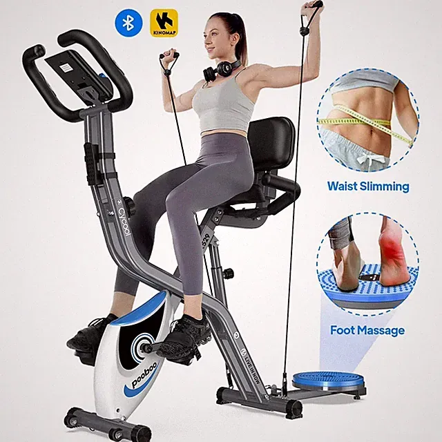 Pooboo Folding Exercise Bike Indoor Cycling Workout Bike 300lb