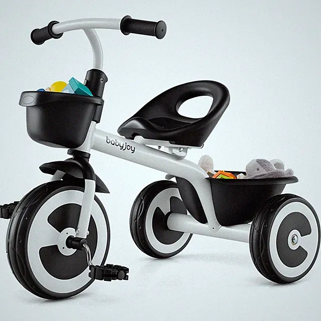 Toddler Tricycle Kids Trike with Adjustable Seat Front & Rear Storage Baskets